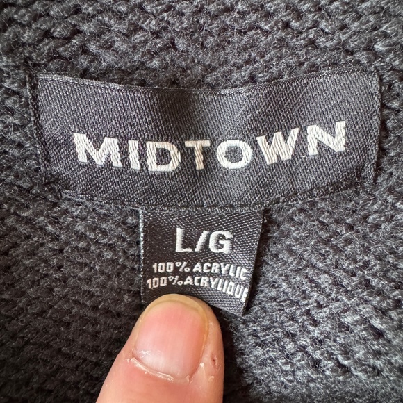 Vintage Midtown Mens Long Sleeve 1/4 Zip Mock Neck Pullover Sweater Green/Gray L - Picture 5 of 14